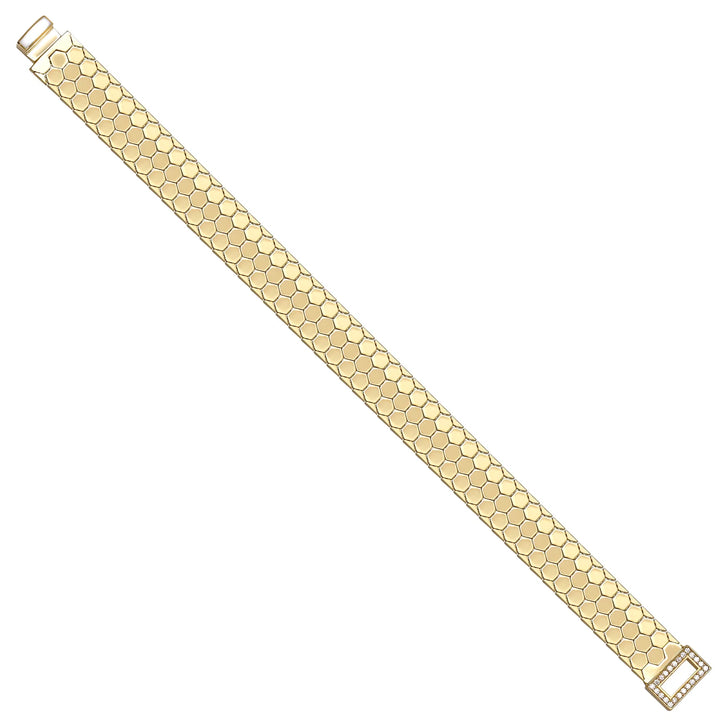 Solid gold honeycomb bracelet, 12.66 g — shown at an angle across the frame.