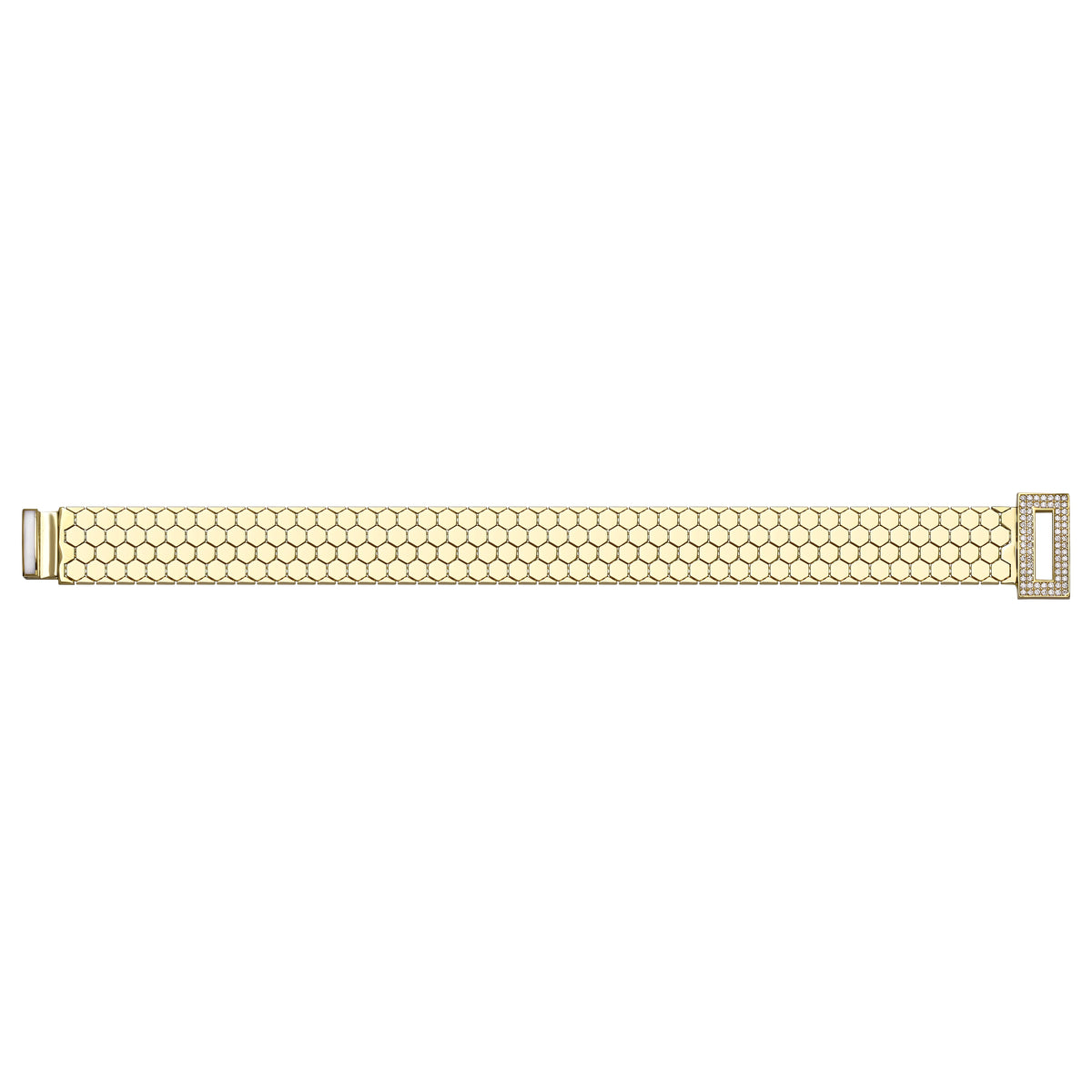 Solid gold honeycomb bracelet, 22.69 g — shown square on a plain background.