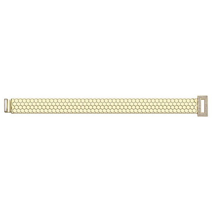Solid gold honeycomb bracelet, 22.69 g — shown square on a plain background.