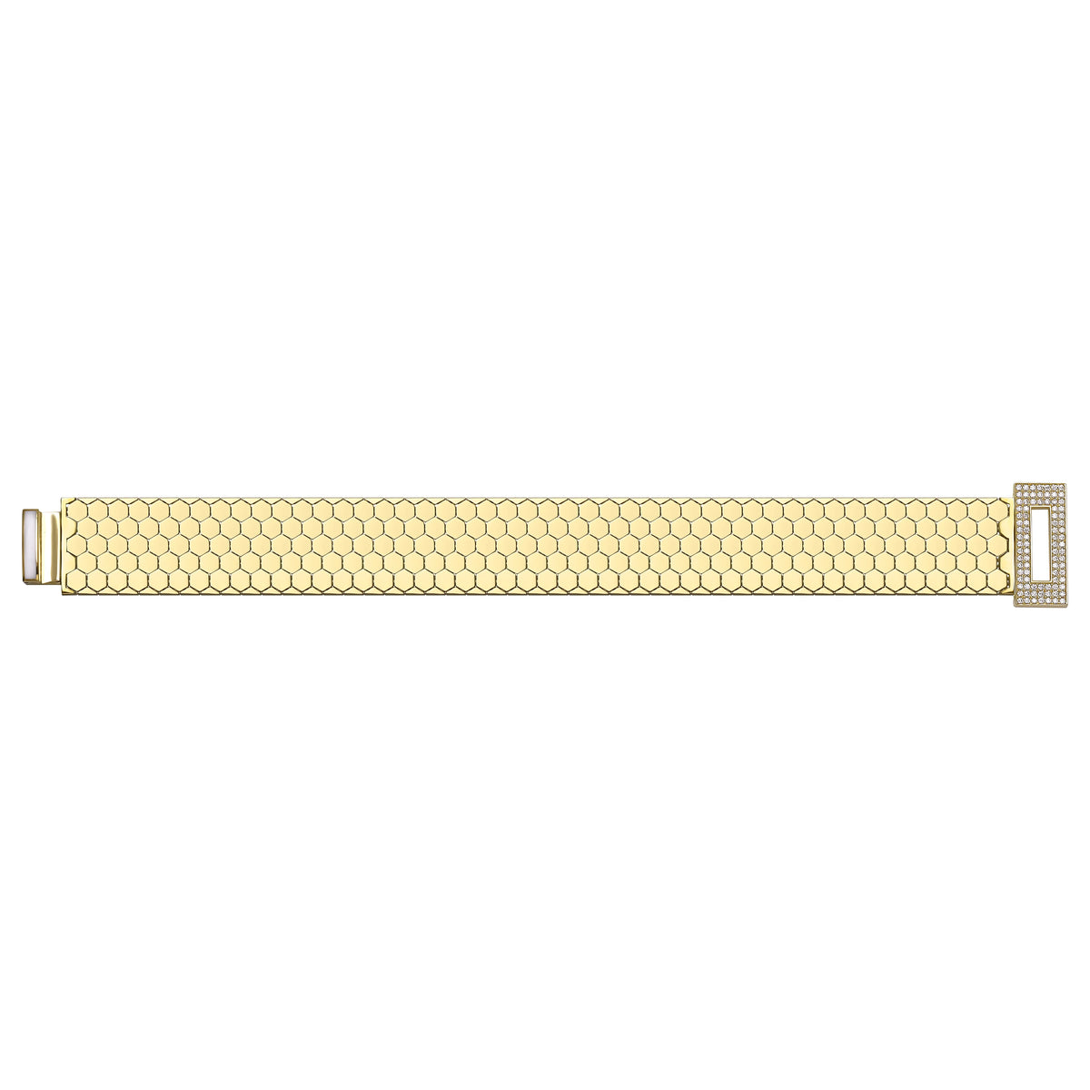 Solid gold honeycomb bracelet, 23.63 g — shown square on a plain background.