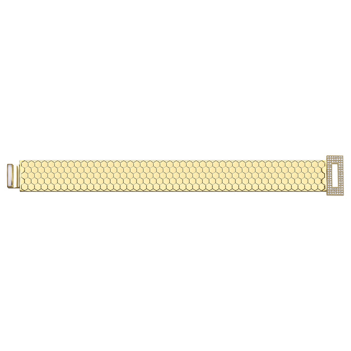 Solid gold honeycomb bracelet, 23.63 g — shown square on a plain background.