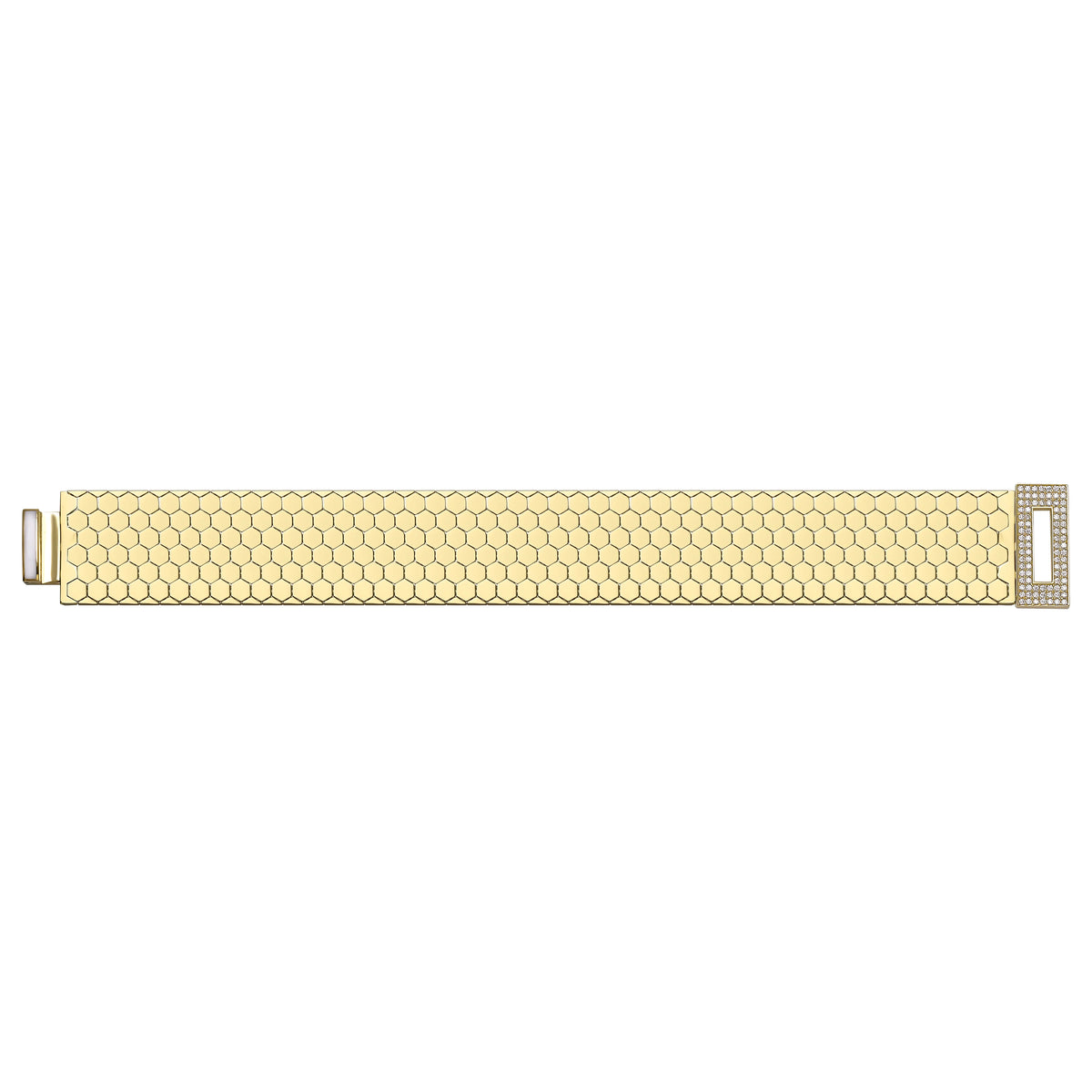 Solid gold honeycomb bracelet, 26.93 g — shown square on a plain background.