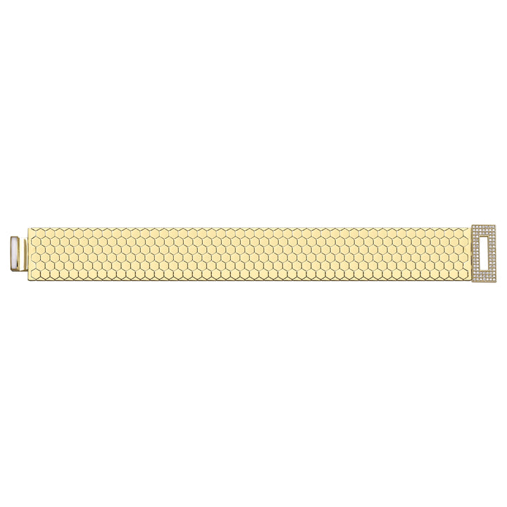 Solid gold honeycomb bracelet, 26.93 g — shown square on a plain background.