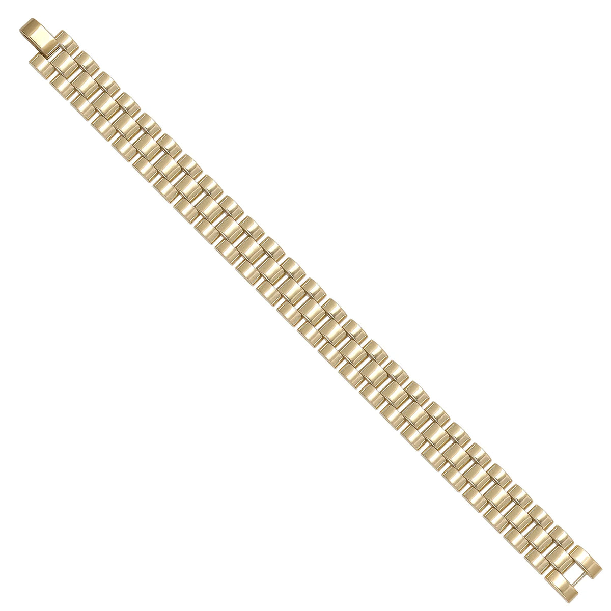 Solid gold brick link bracelet, 23.91 g — shown at an angle across the frame.