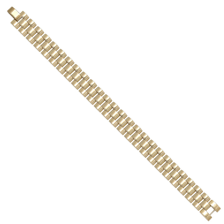 Solid gold brick link bracelet, 23.91 g — shown at an angle across the frame.