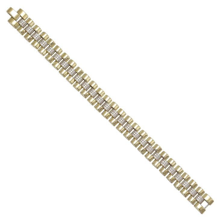 Solid gold brick link bracelet, 24.35 g — shown at an angle across the frame.