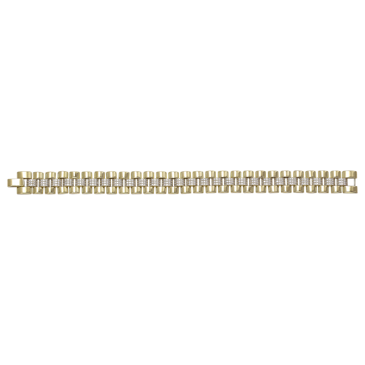 Solid gold brick link bracelet, 24.35 g — shown square on a plain background.