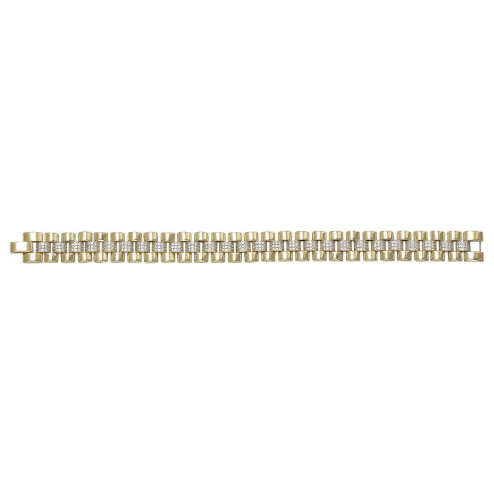 Solid gold brick link bracelet, 24.35 g — shown square on a plain background.