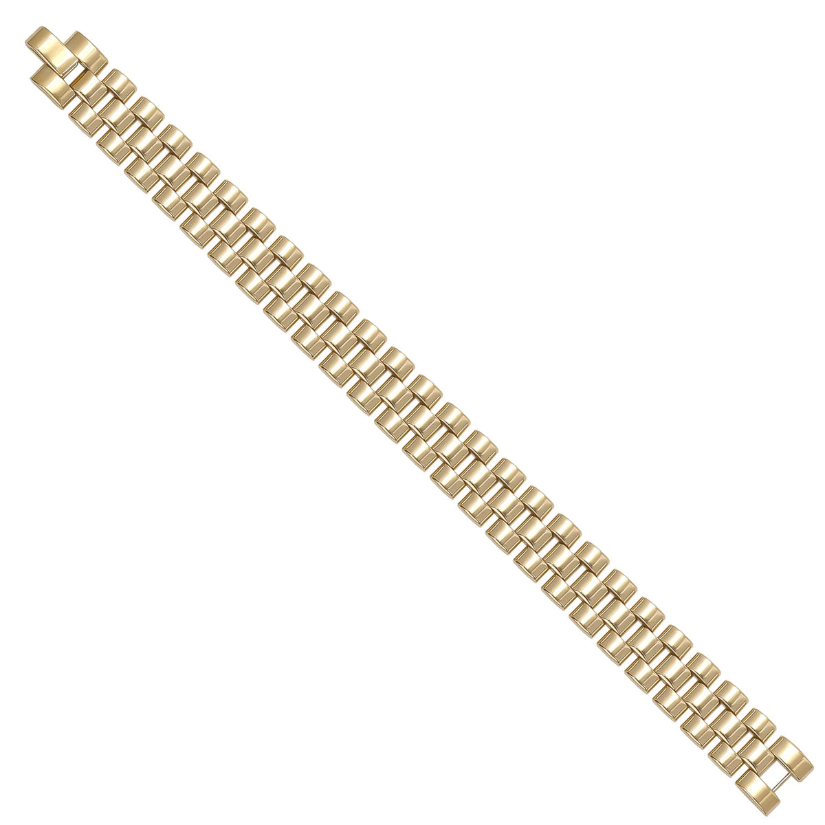 Solid gold brick link bracelet, 24.00 g — shown at an angle across the frame.
