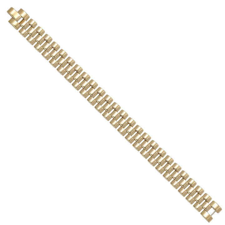 Solid gold brick link bracelet, 24.00 g — shown at an angle across the frame.
