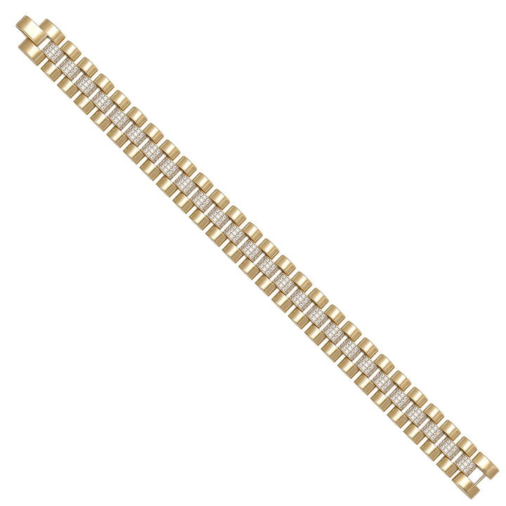 Solid gold brick link bracelet, 27.00 g — shown at an angle across the frame.