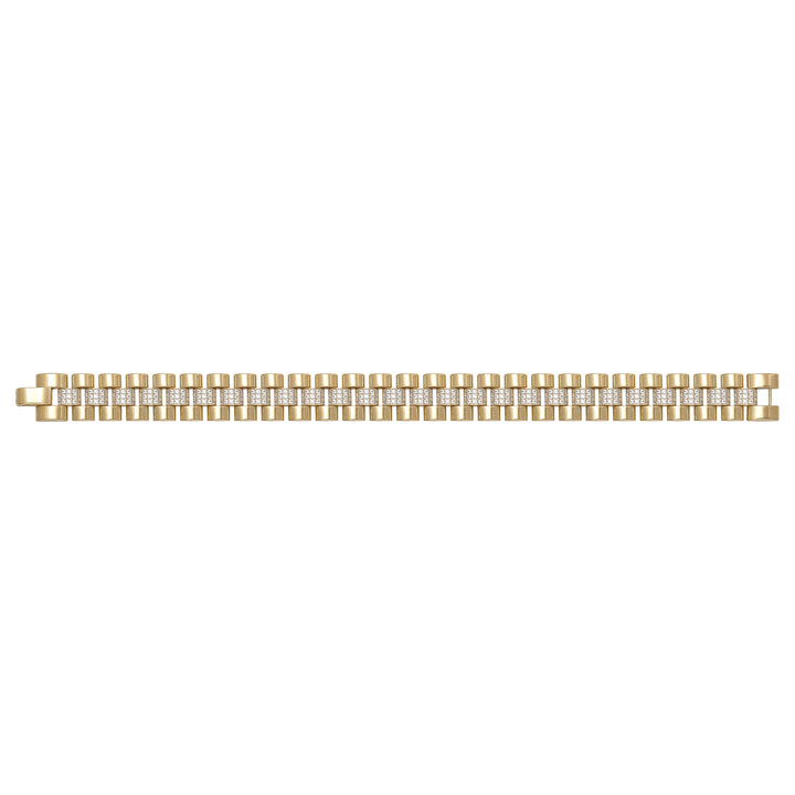 Solid gold brick link bracelet, 27.00 g — shown square on a plain background.