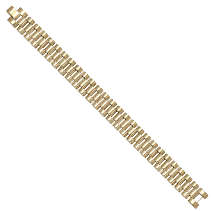 Solid gold brick link bracelet, 26.71 g — shown at an angle across the frame.