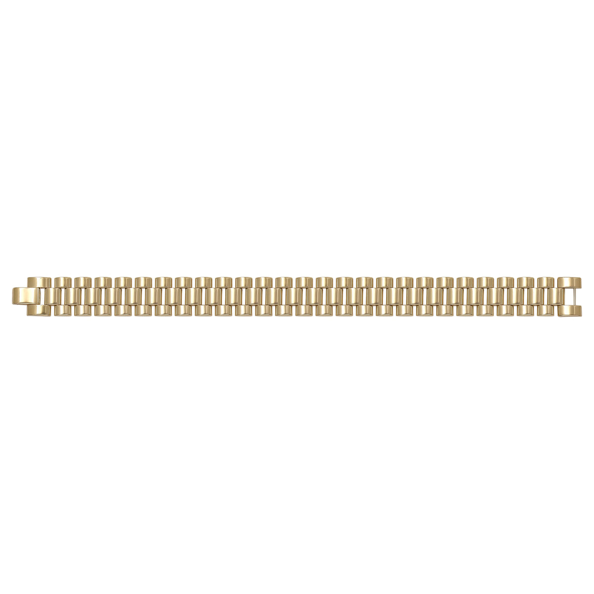 Solid gold brick link bracelet, 26.71 g — shown square on a plain background.
