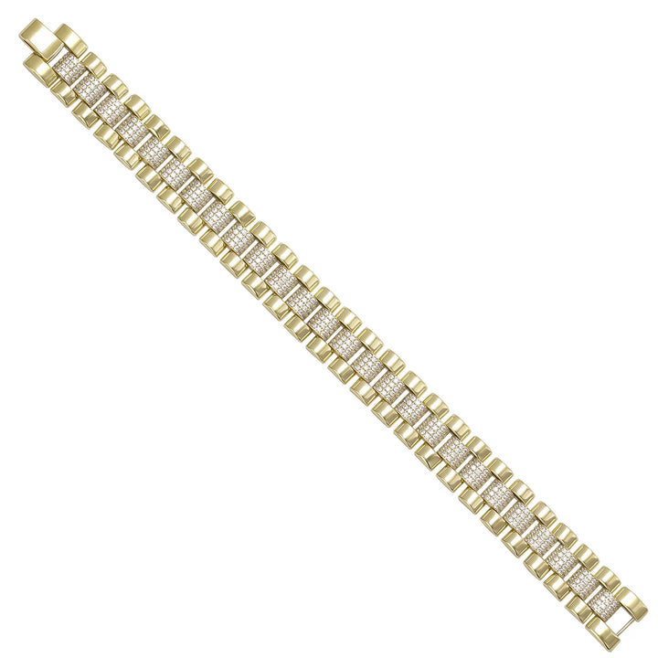 Solid gold brick link bracelet, 28.45 g — shown at an angle across the frame.