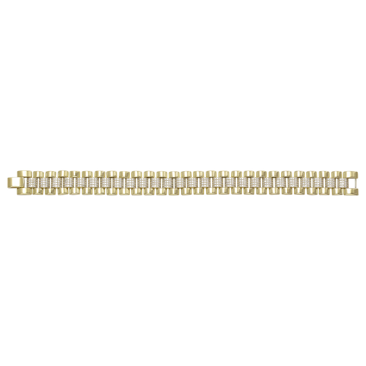 Solid gold brick link bracelet, 28.45 g — shown square on a plain background.