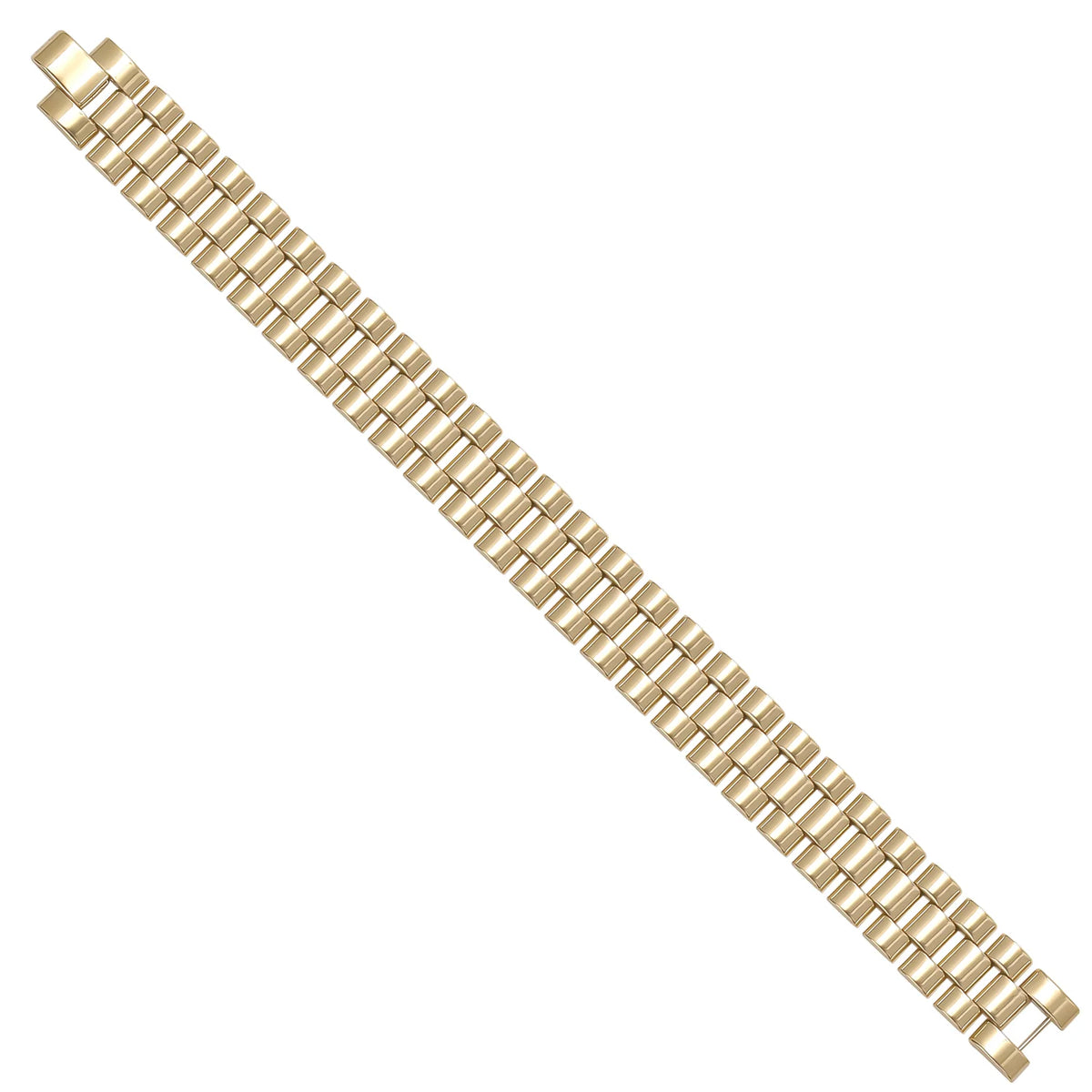Solid gold brick link bracelet, 29.25 g — shown at an angle across the frame.