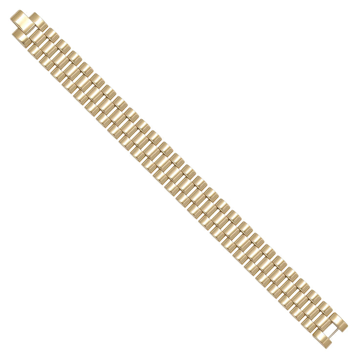 Solid gold brick link bracelet, 29.25 g — shown at an angle across the frame.