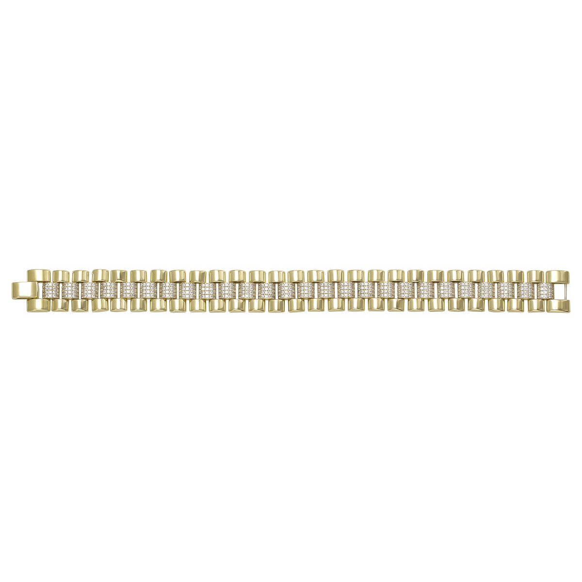 Solid gold brick link bracelet, 29.60 g — shown square on a plain background.