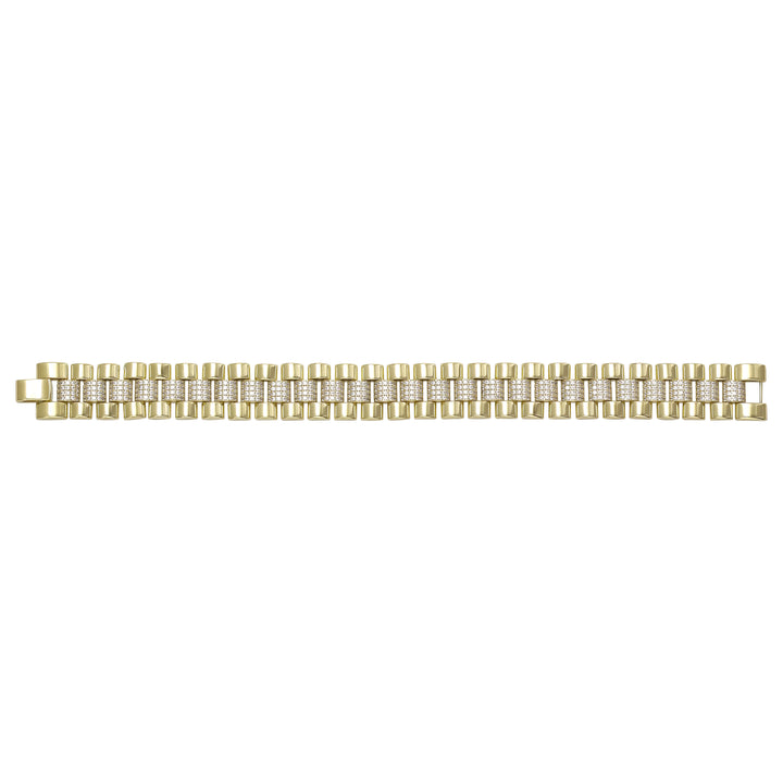 Solid gold brick link bracelet, 29.60 g — shown square on a plain background.