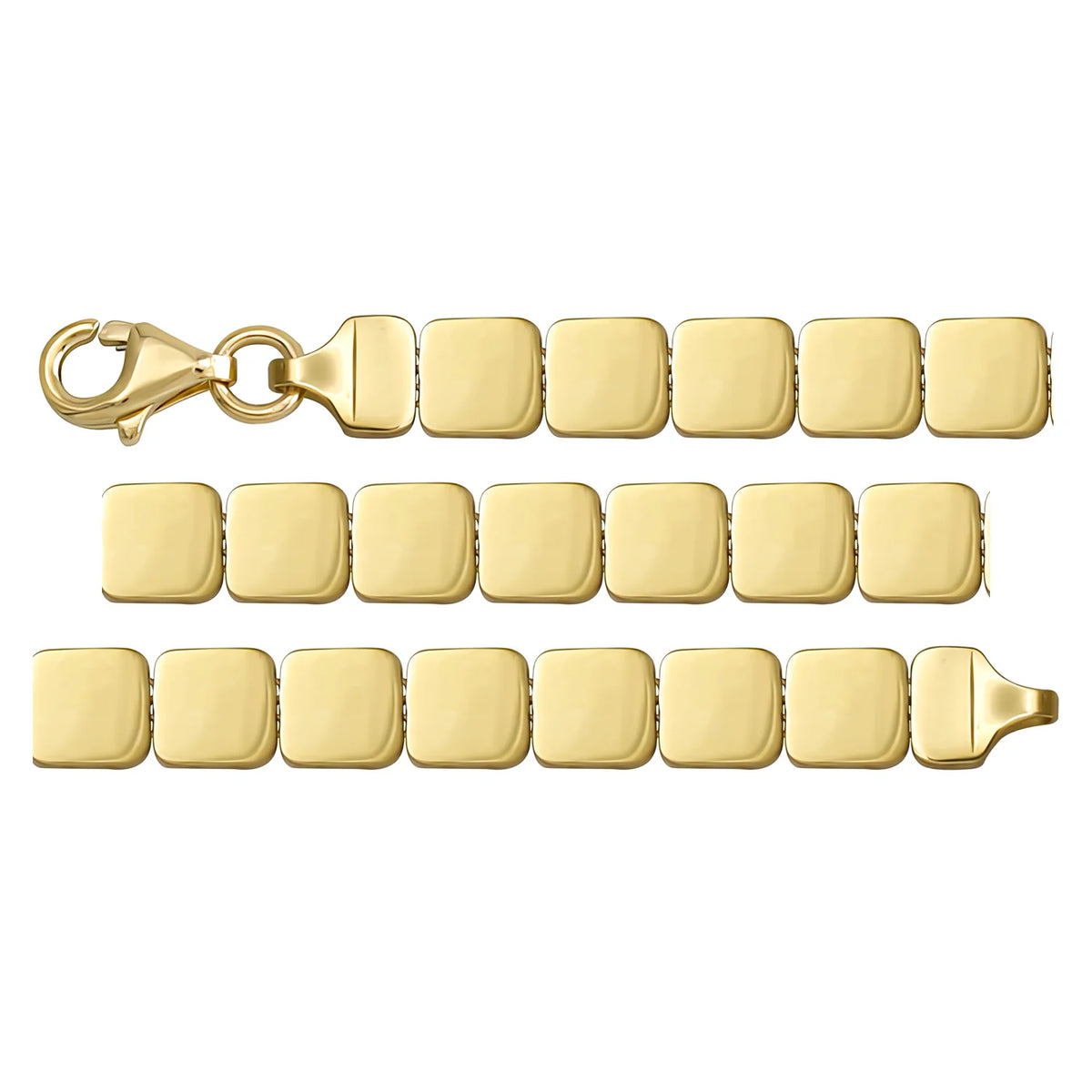Solid gold id bracelet, 11.05 g — shown in three rows across the frame.