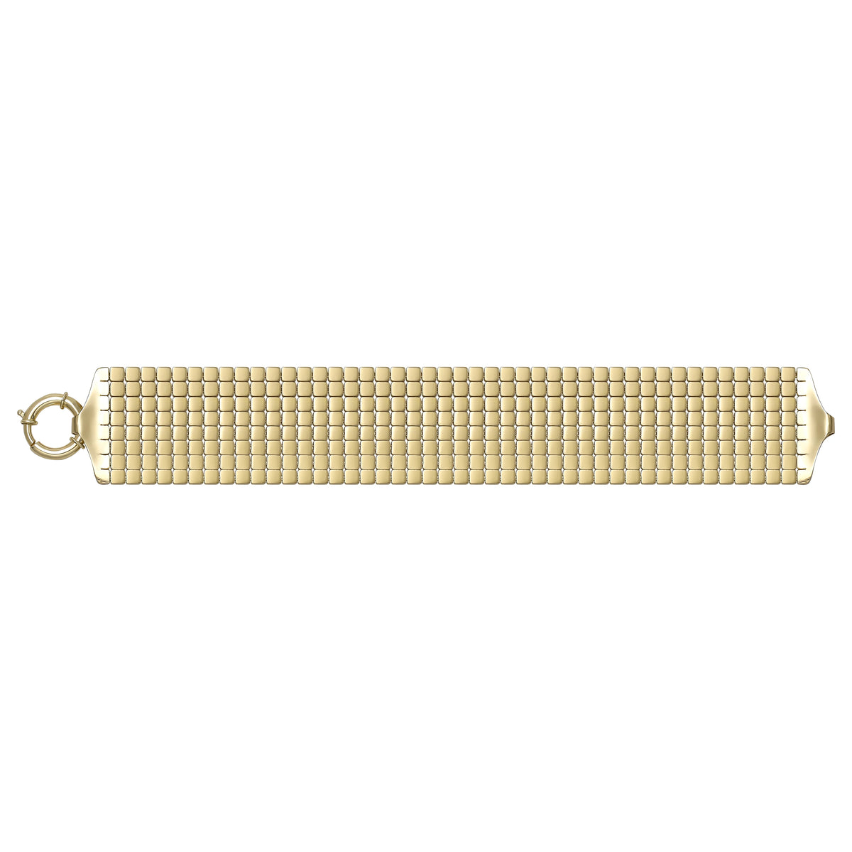 Solid gold brick link bracelet, 45.47 g — shown square on a plain background.
