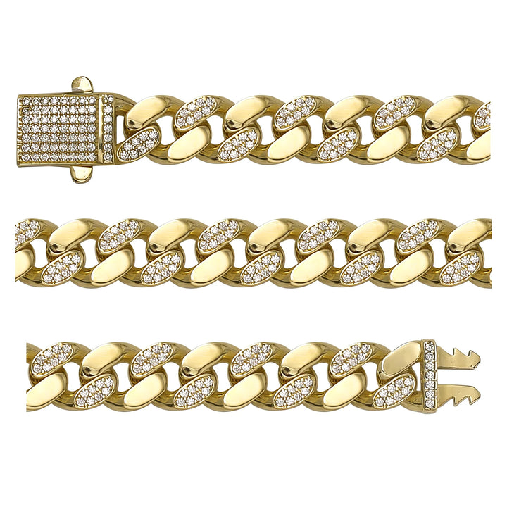 Solid gold curb bracelet, 17.55 g — shown in three rows across the frame.