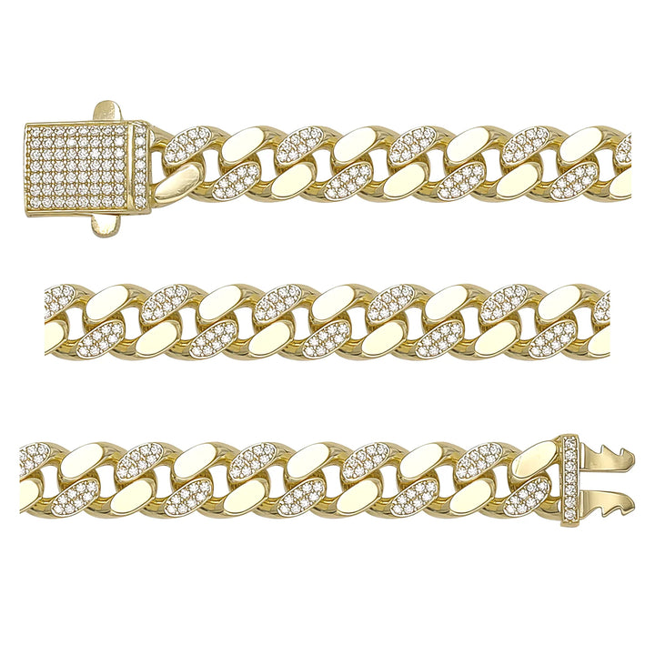 Solid gold curb bracelet, 17.15 g — shown in three rows across the frame.