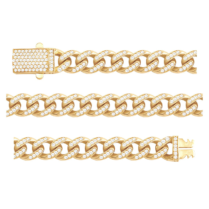 Solid gold curb bracelet, 15.74 g — shown in three rows across the frame.