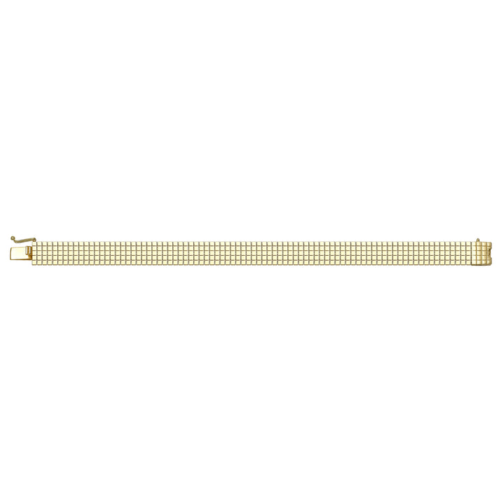 Solid gold brick link bracelet, 14.70 g — shown square on a plain background.