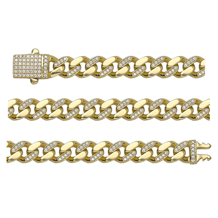 Solid gold curb bracelet, 12.40 g — shown in three rows across the frame.