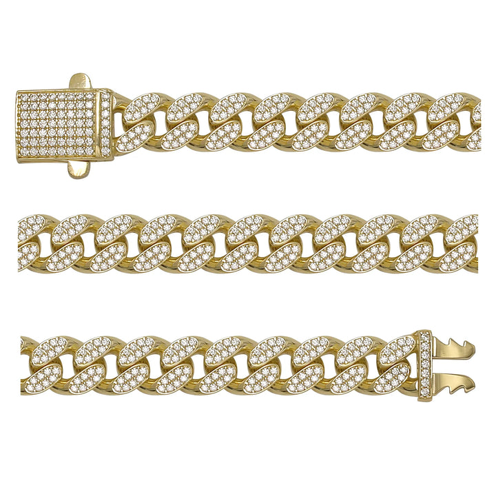 Solid gold curb bracelet, 17.60 g — shown in three rows across the frame.