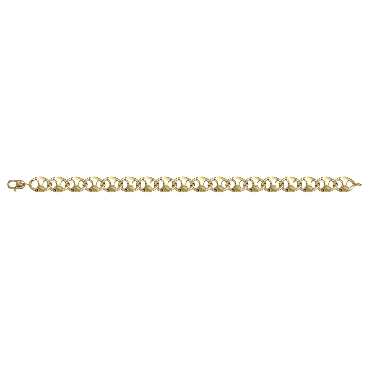 Solid gold mariner bracelet, 10.90 g — shown square on a plain background.