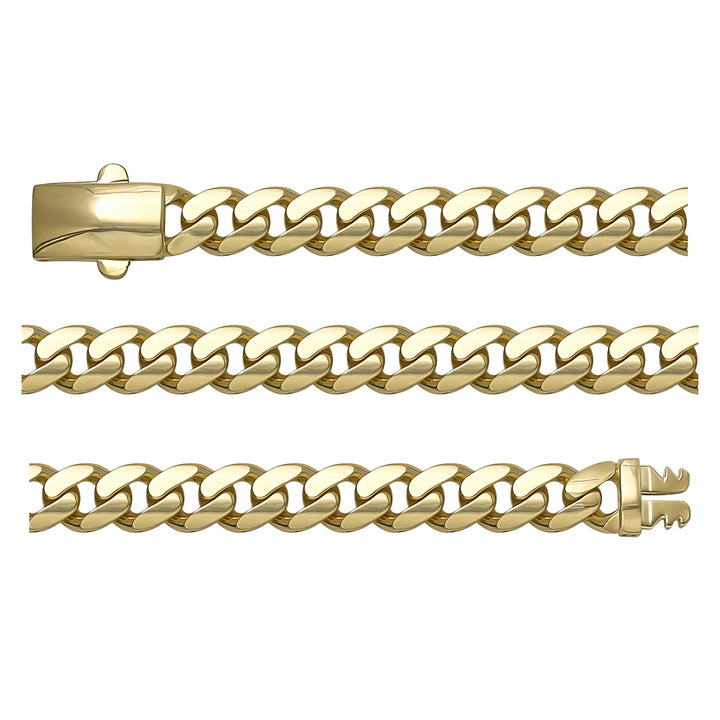 Solid gold curb bracelet, 9.68 g — shown in three rows across the frame.