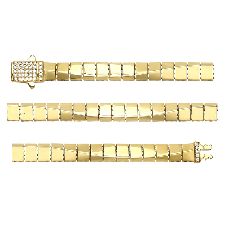 Solid gold bar link bracelet, 10.30 g — shown in three rows across the frame.