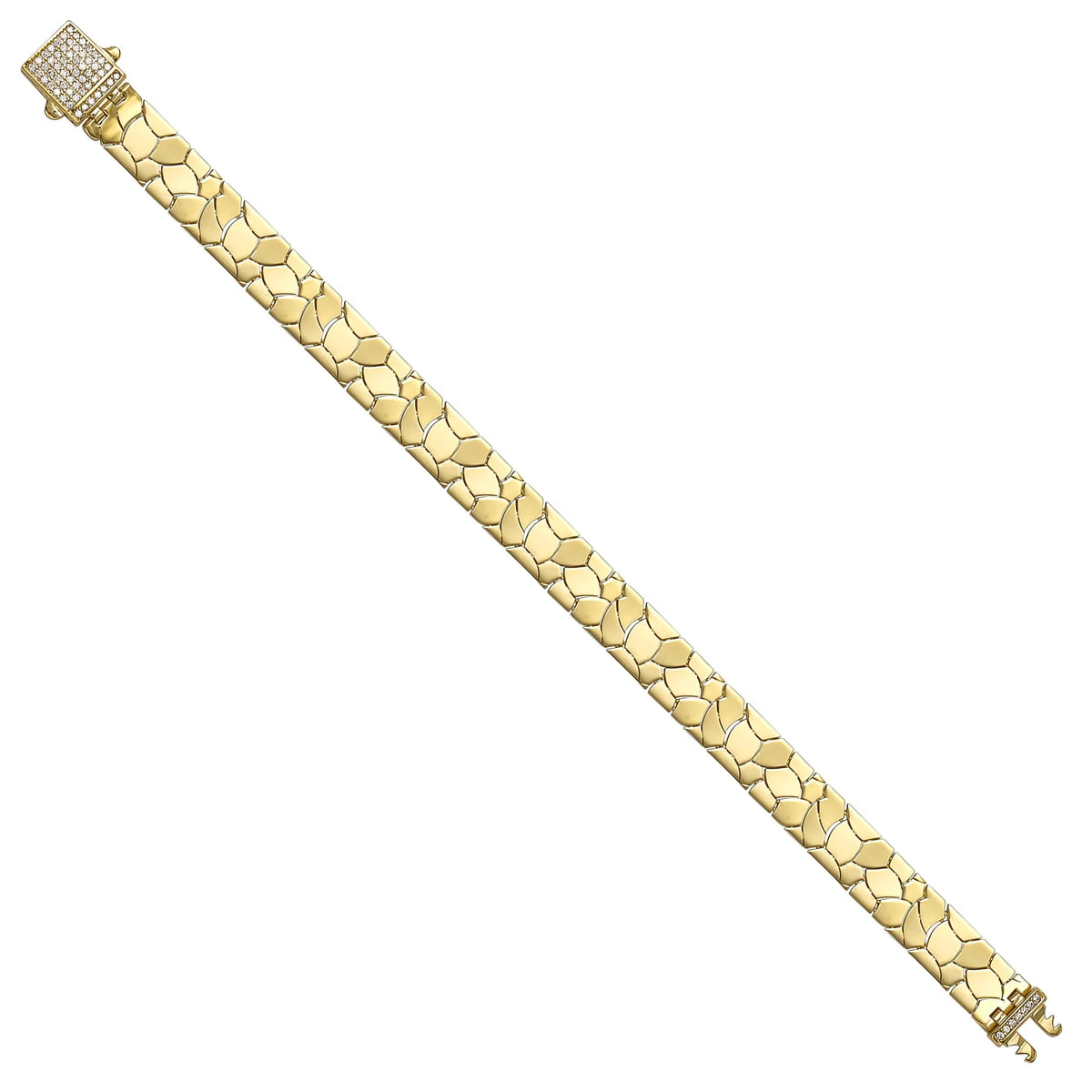 Solid gold fancy link bracelet, 11.90 g — shown at an angle across the frame.