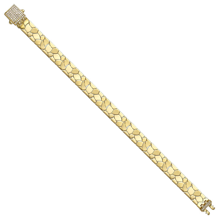 Solid gold fancy link bracelet, 11.90 g — shown at an angle across the frame.