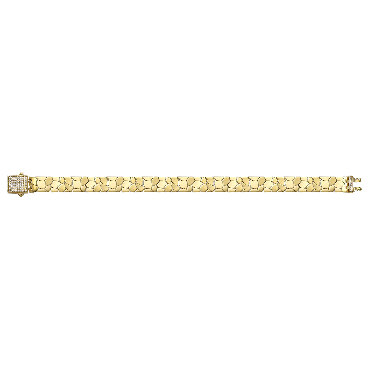 Solid gold fancy link bracelet, 11.90 g — shown square on a plain background.