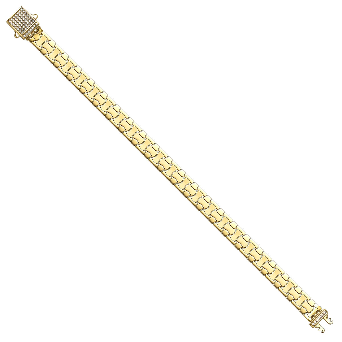 Solid gold braided bracelet, 12.75 g — shown at an angle across the frame.