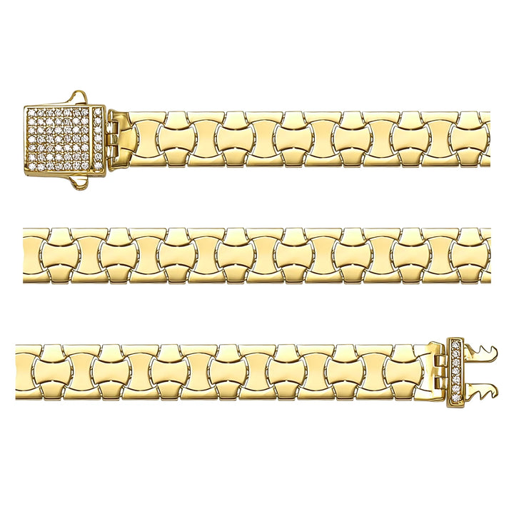 Solid gold braided bracelet, 12.75 g — shown in three rows across the frame.