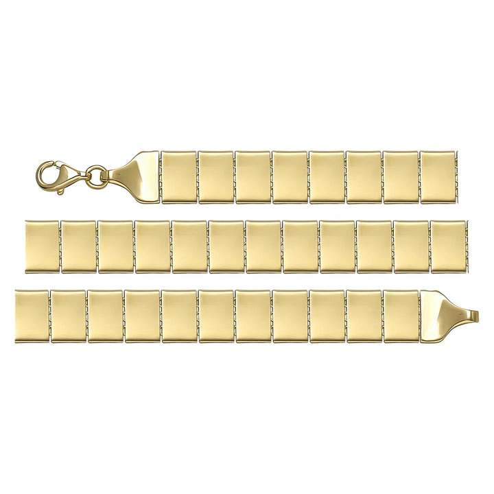 Solid gold id bracelet, 7.43 g — shown in three rows across the frame.