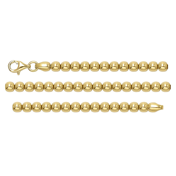Solid gold bead bracelet, 5.70 g — shown in three rows across the frame.