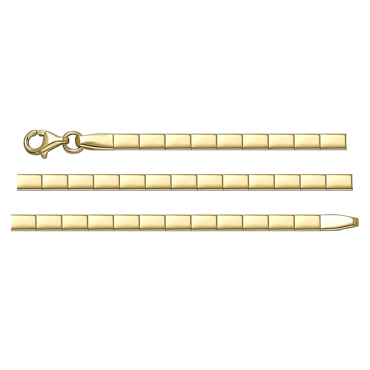 Solid gold id bracelet, 4.65 g — shown in three rows across the frame.