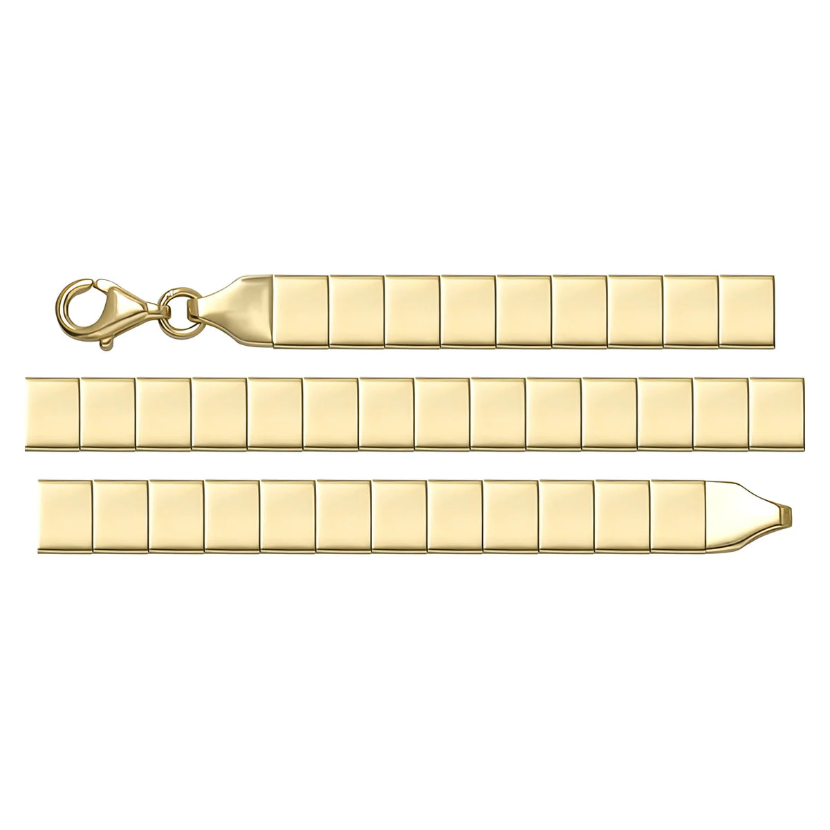 Solid gold id bracelet, 6.90 g — shown in three rows across the frame.