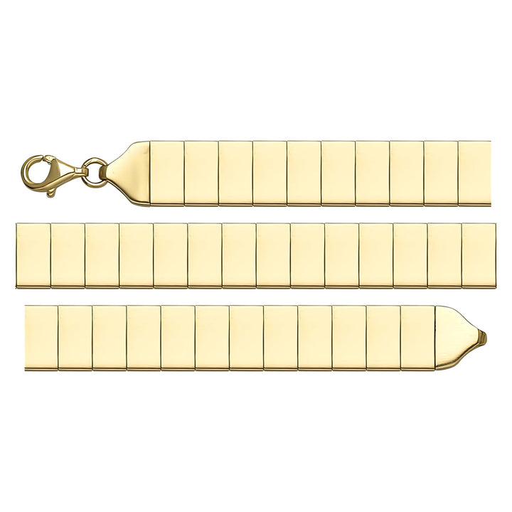 Solid gold id bracelet, 9.10 g — shown in three rows across the frame.