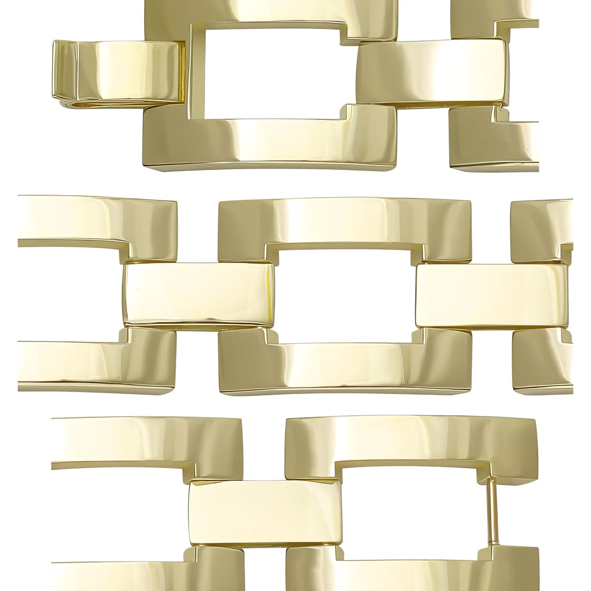 Solid gold fancy link bracelet, 53.40 g — shown in three rows across the frame.