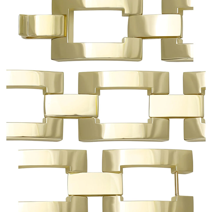 Solid gold fancy link bracelet, 53.40 g — shown in three rows across the frame.