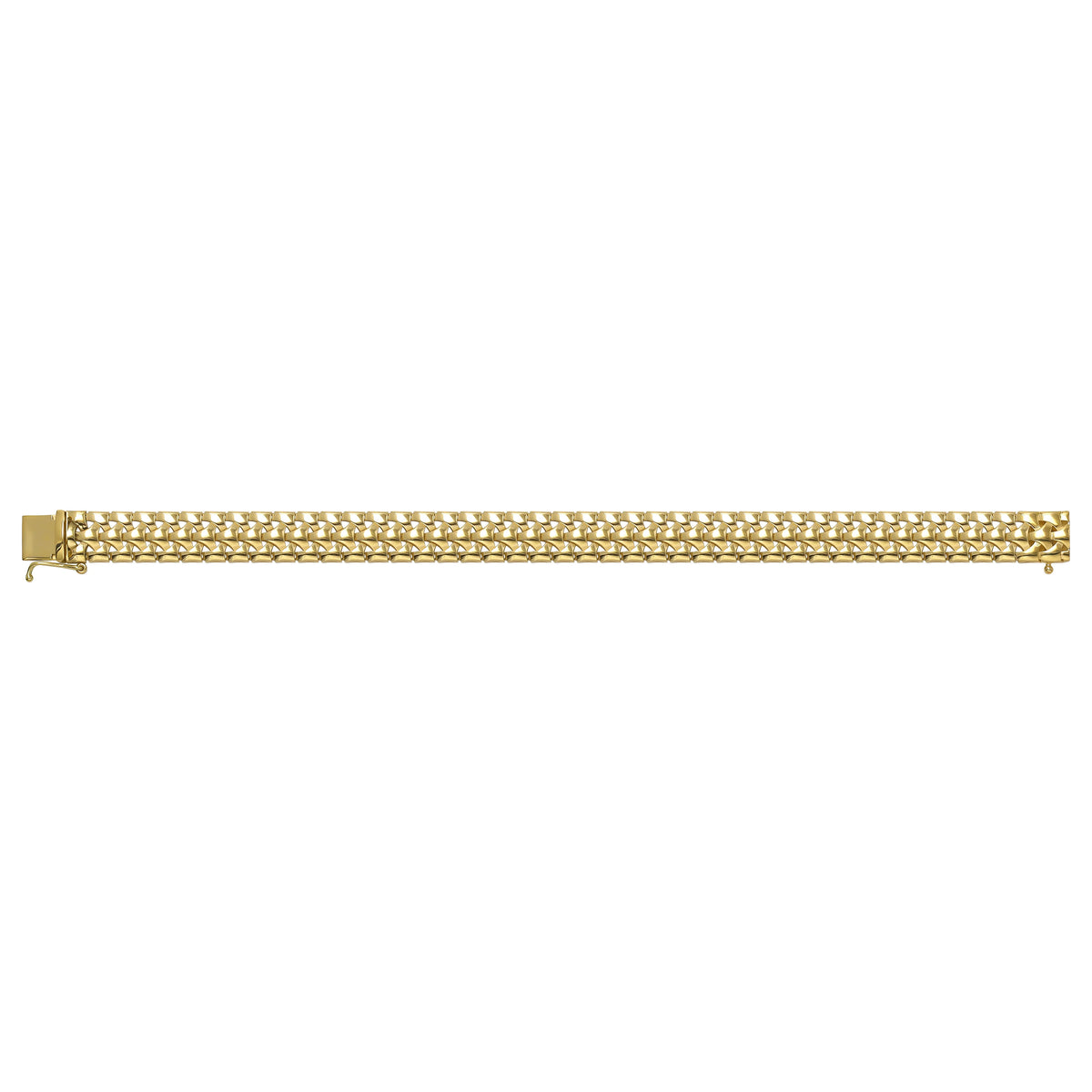 Solid gold braided bracelet, 13.65 g — shown square on a plain background.