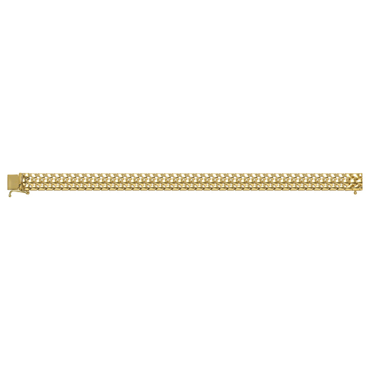 Solid gold braided bracelet, 13.65 g — shown square on a plain background.