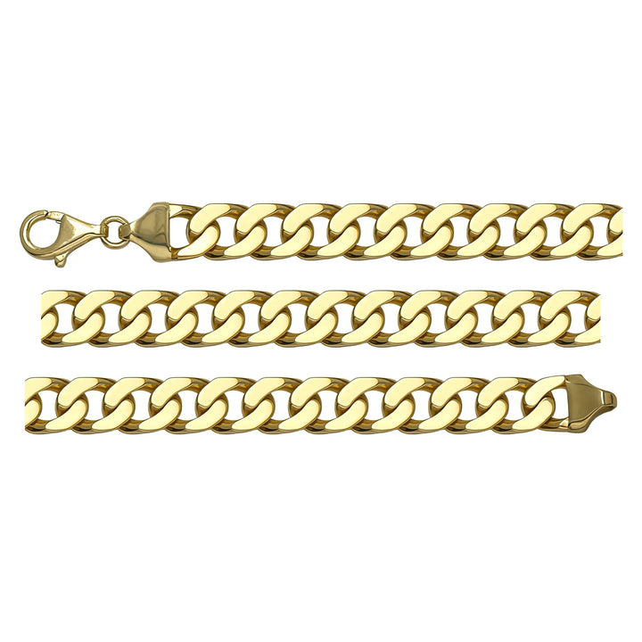 Solid gold curb bracelet, 8.90 g — shown in three rows across the frame.